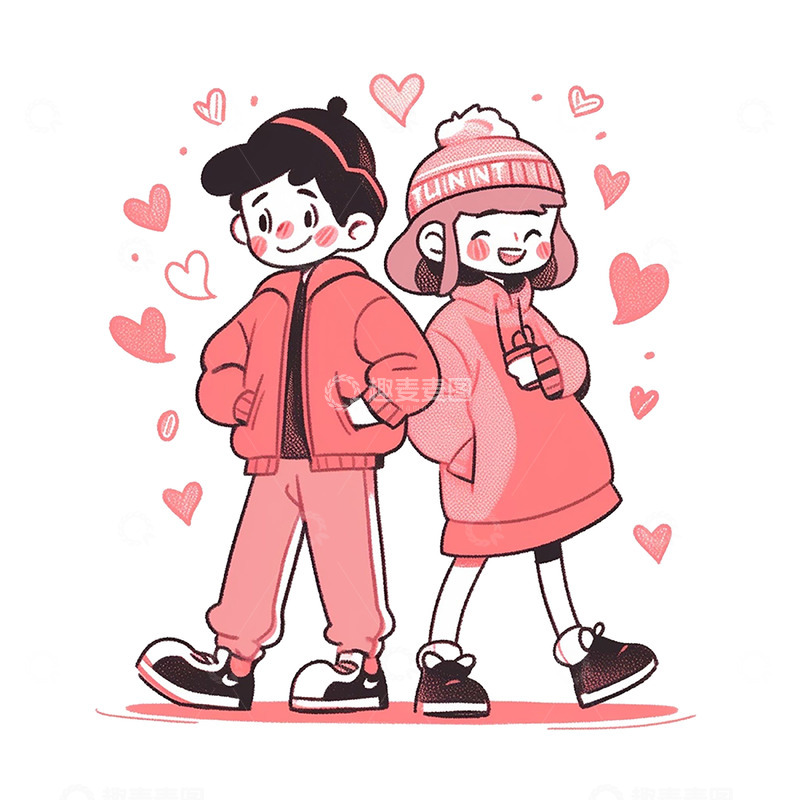 高清大图下载【趣麦麦图】情人节粉色情侣