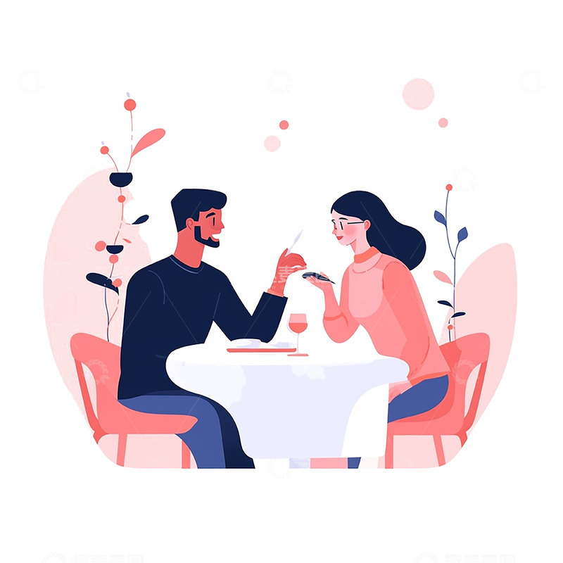 高清大图下载【趣麦麦图】卡通扁平约会情侣