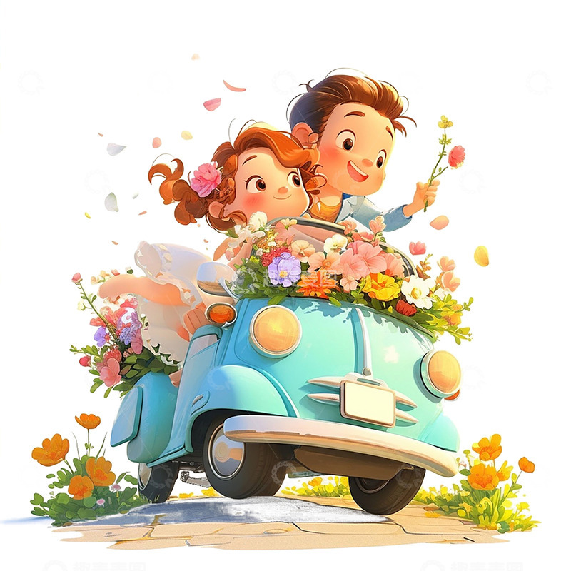 高清大图下载【趣麦麦图】出游鲜花约会情侣