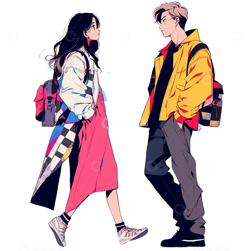 高清大图下载【趣麦麦图】七夕情人节青年情侣