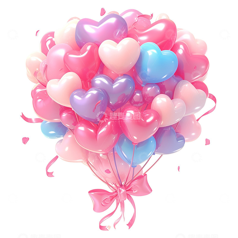 高清大图下载【趣麦麦图】卡通立体爱心气球