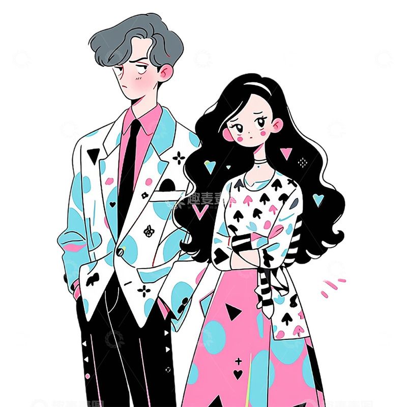 高清大图下载【趣麦麦图】卡通清新情侣