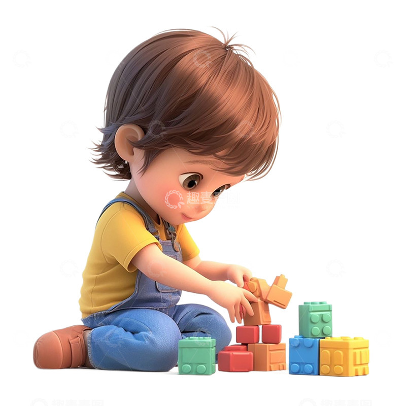 高清大图下载【趣麦麦图】玩积木的男孩