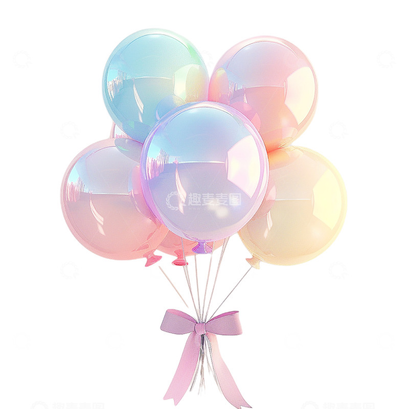 高清大图下载【趣麦麦图】蝴蝶结彩色气球