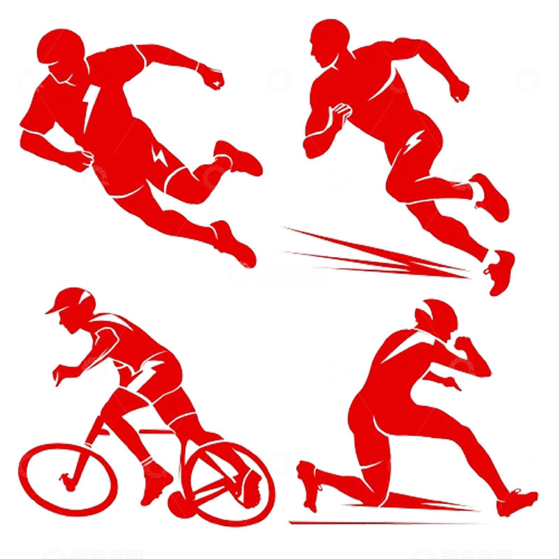 高清大图下载【趣麦麦图】运动红色剪影