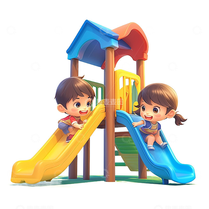 高清大图下载【趣麦麦图】玩游乐设施的小朋友