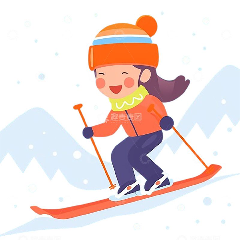 高清大图下载【趣麦麦图】戴帽子滑雪的女孩