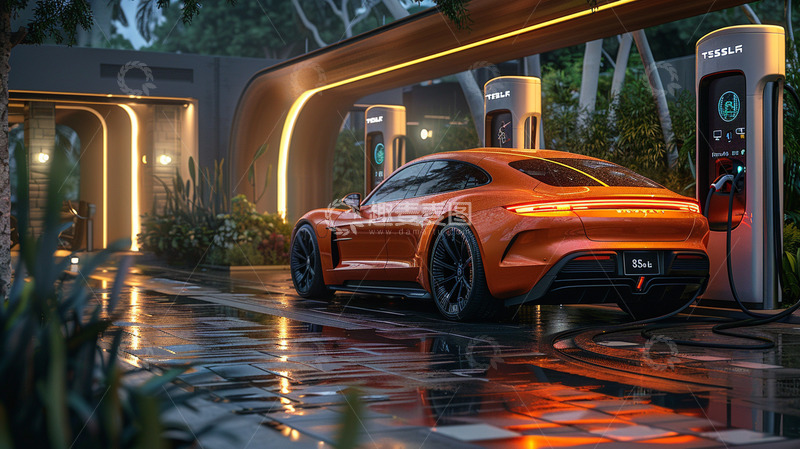 高清大图下载【趣麦麦图】新能源汽车充电站