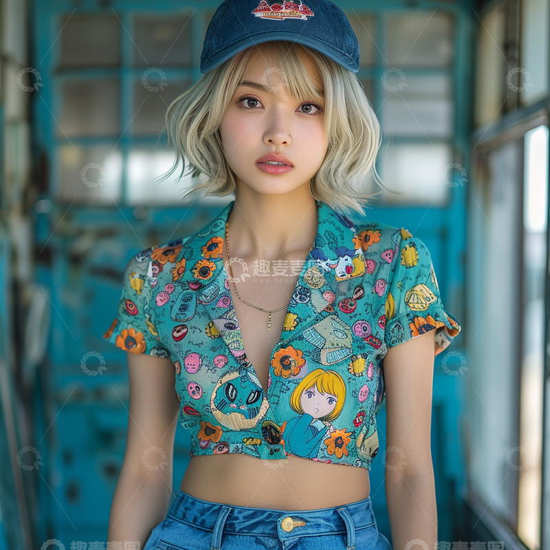 高清大图下载【趣麦麦图】穿棒球帽的女孩