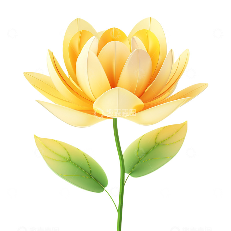 高清大图下载【趣麦麦图】黄色卡通立体花朵