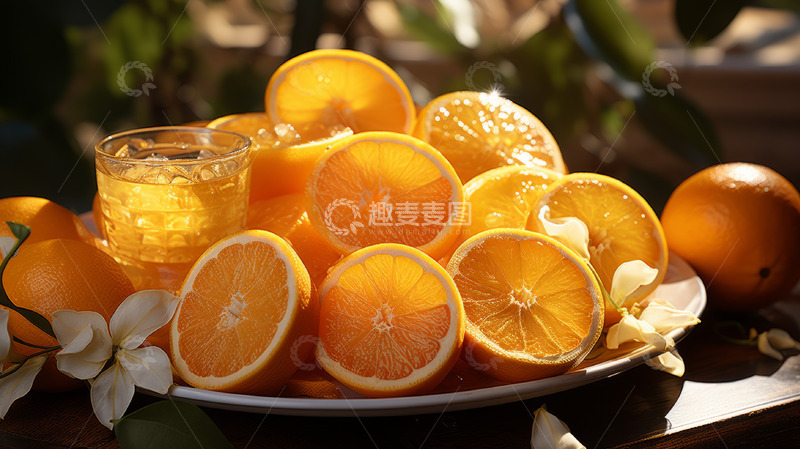 高清大图下载【趣麦麦图】新鲜橙子切片