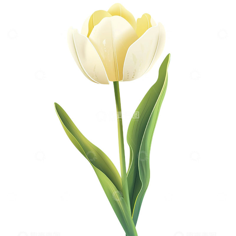 高清大图下载【趣麦麦图】白色立体郁金香
