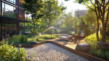 城市景观，休息平台，露台