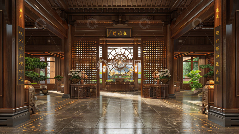 高清大图下载【趣麦麦图】中式建筑室内家装复古场景