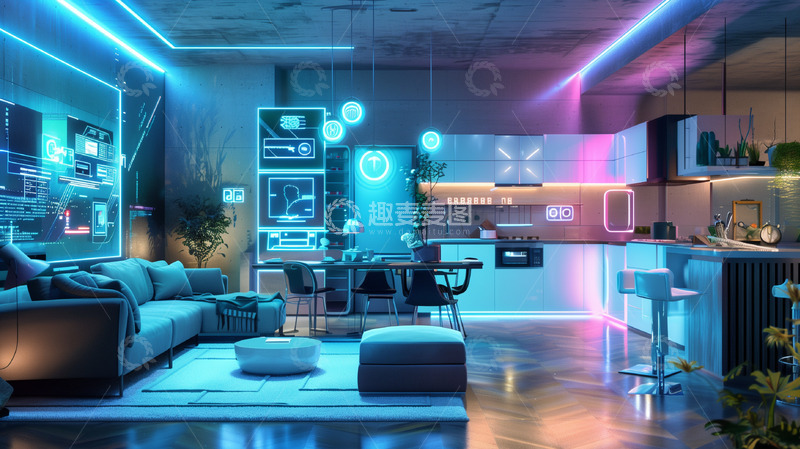 高清大图下载【趣麦麦图】温馨智能家居房间背景