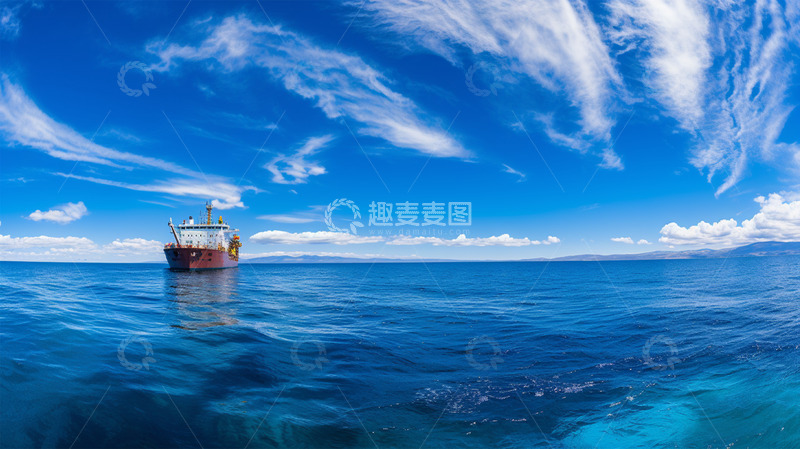 高清大图下载【趣麦麦图】大海轮船货船物流运输航行蓝天白云