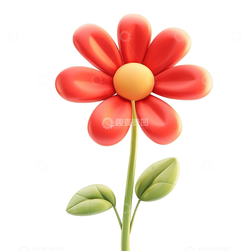 高清大图下载【趣麦麦图】立体卡通红色花朵