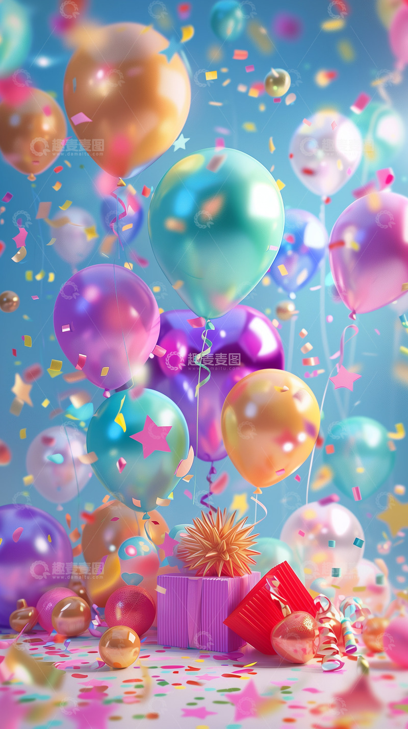 高清大图下载【趣麦麦图】六一儿童节气球背景