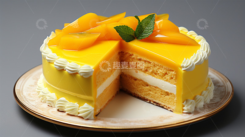 高清大图下载【趣麦麦图】芒果奶油蛋糕美食食物壁纸