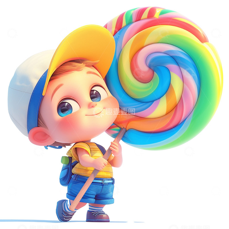 高清大图下载【趣麦麦图】拿着棒棒糖的男孩