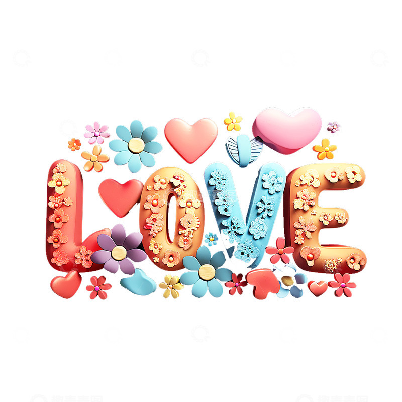 高清大图下载【趣麦麦图】情人节花朵爱心