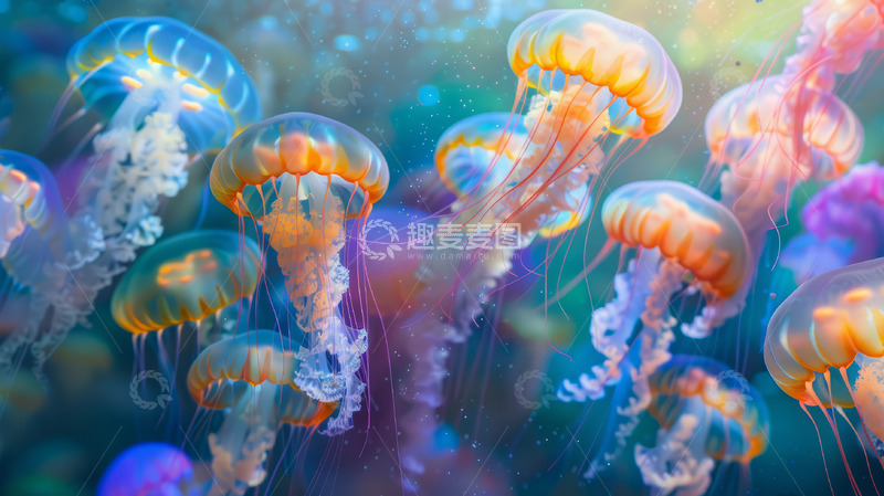 高清大图下载【趣麦麦图】水母水生海洋蓝色