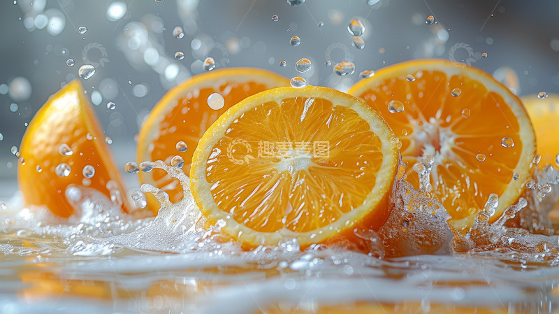 高清大图下载【趣麦麦图】橙子水花清爽新鲜