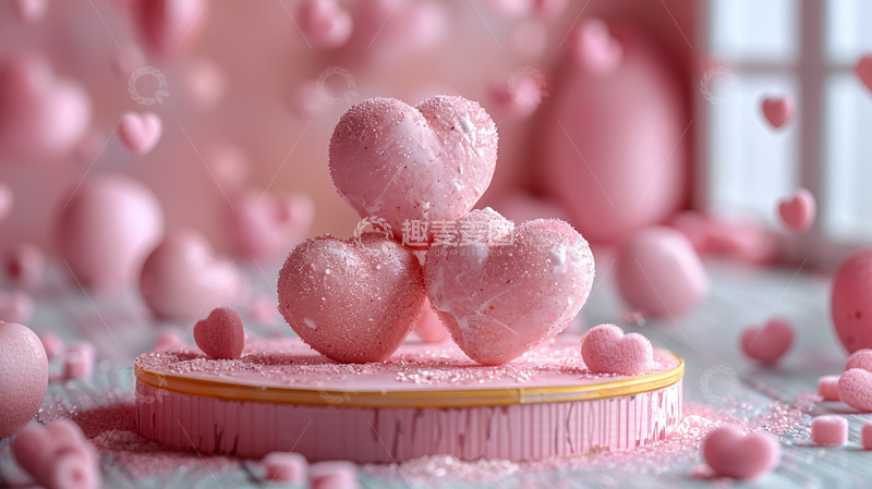 高清大图下载【趣麦麦图】三个爱心情人节