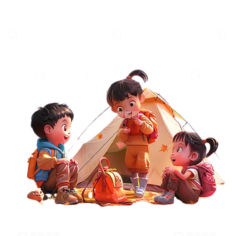 高清大图下载【趣麦麦图】夏令营帐篷学生
