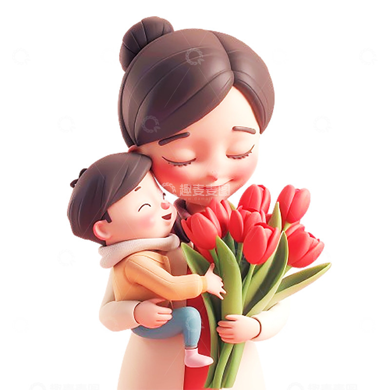 高清大图下载【趣麦麦图】母亲节郁金香人物