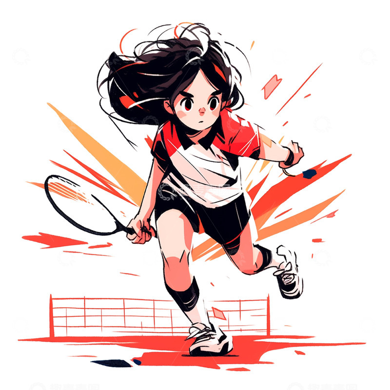 高清大图下载【趣麦麦图】卡通运动羽毛球