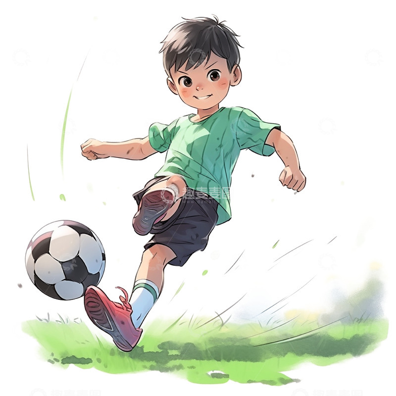 高清大图下载【趣麦麦图】卡通运动足球男孩