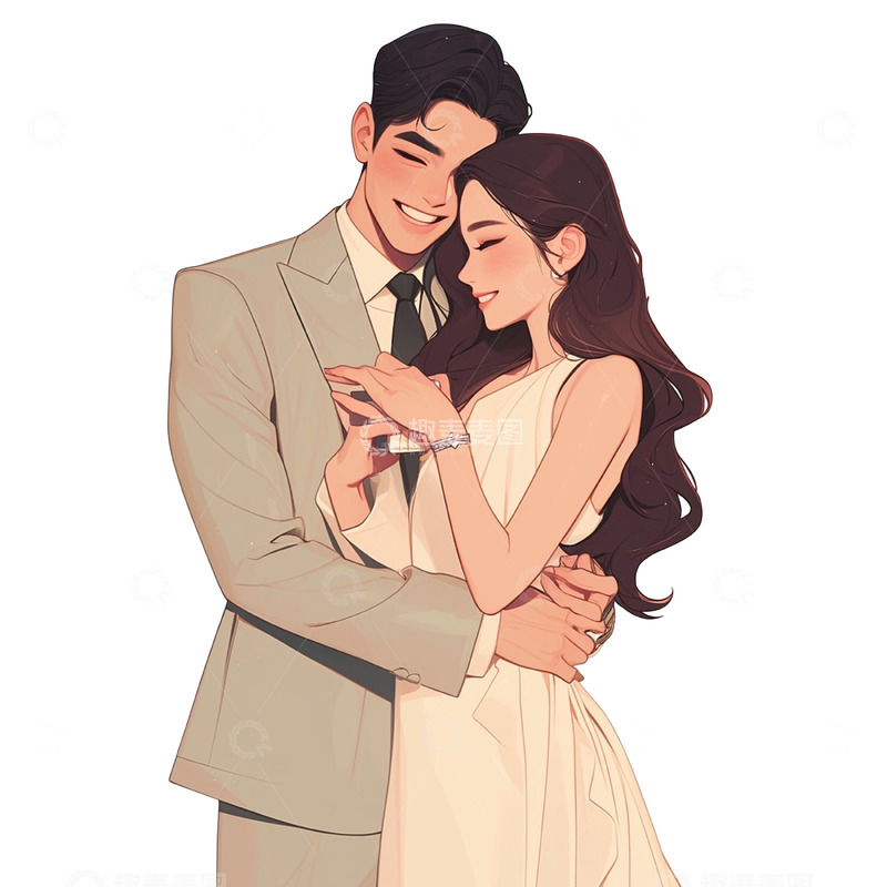 高清大图下载【趣麦麦图】青年约会情侣