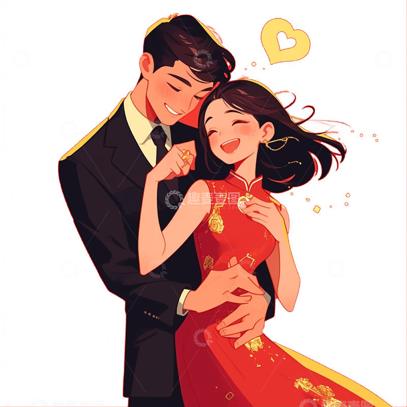 高清大图下载【趣麦麦图】七夕情侣人物