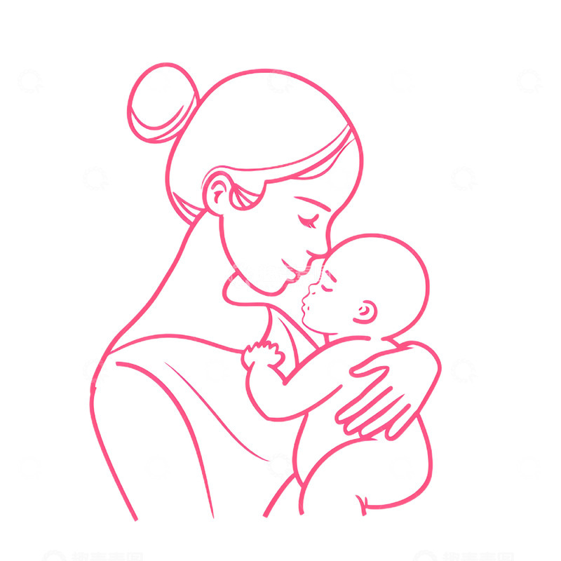 高清大图下载【趣麦麦图】卡通母亲节线条人物