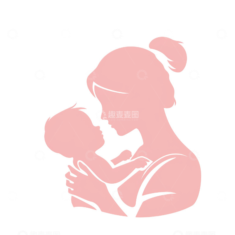 高清大图下载【趣麦麦图】粉色亲子剪影人物