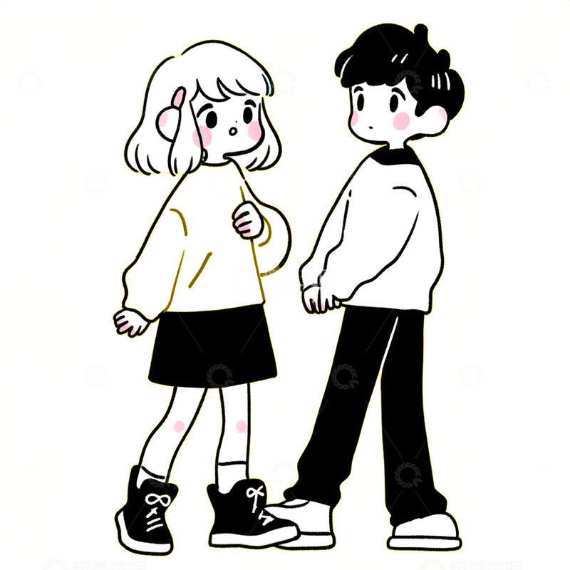 高清大图下载【趣麦麦图】七夕情人节情侣