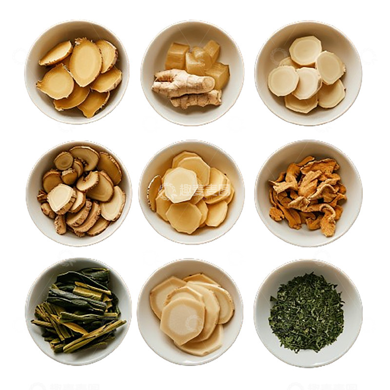高清大图下载【趣麦麦图】白色碟子里的中药材