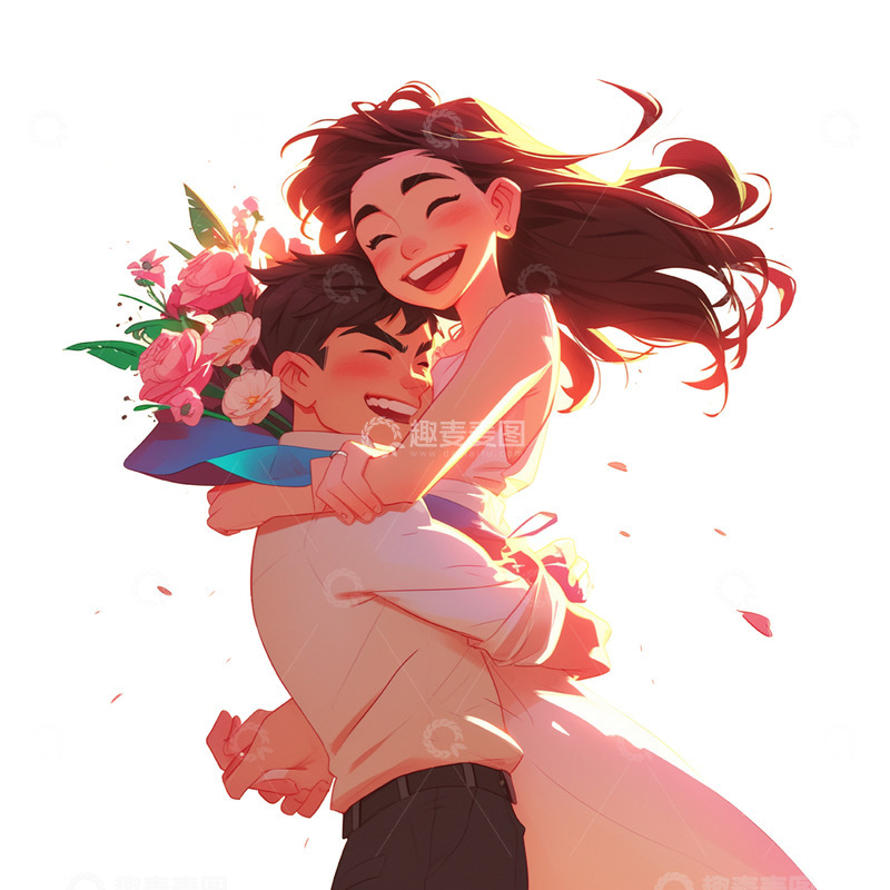 高清大图下载【趣麦麦图】唯美拥抱约会情侣