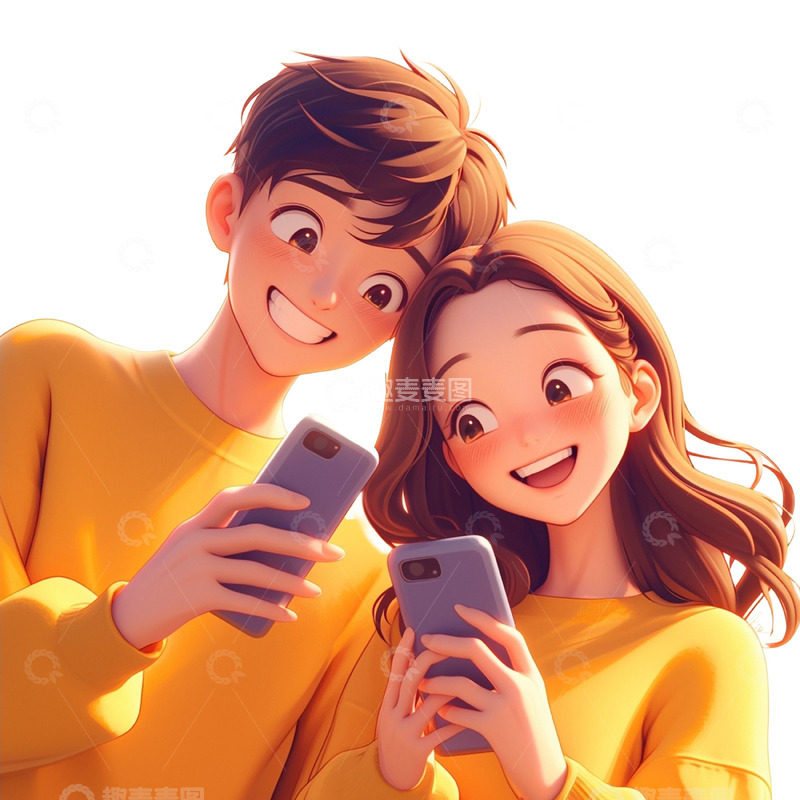 高清大图下载【趣麦麦图】穿黄色情侣装的恋人