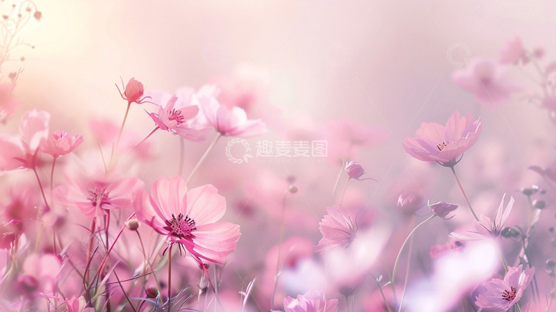 高清大图下载【趣麦麦图】粉色虚幻花束背景