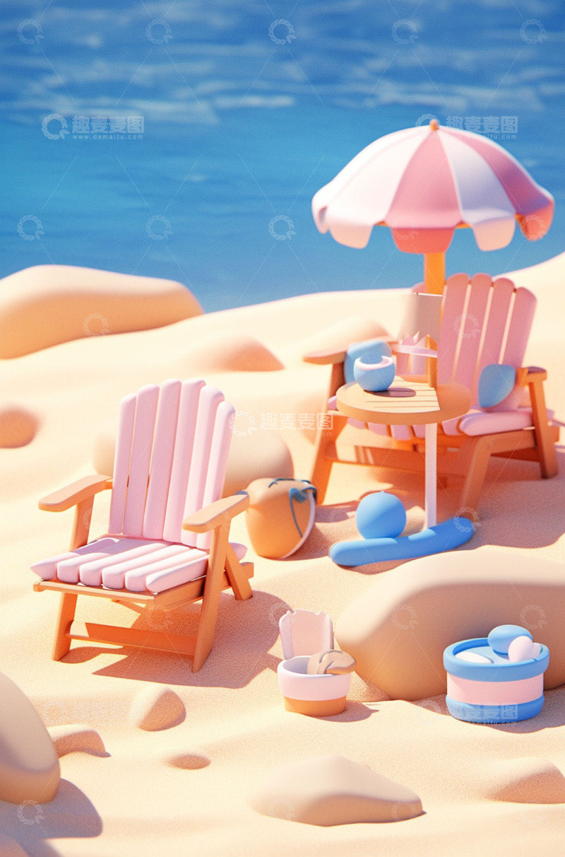 高清大图下载【趣麦麦图】夏天海边阳光沙滩