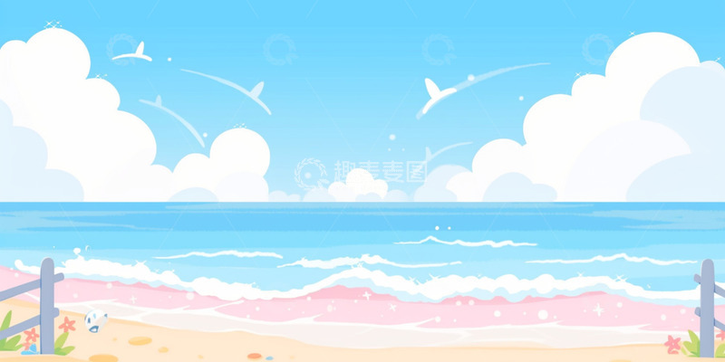 高清大图下载【趣麦麦图】夏天海边沙滩背景