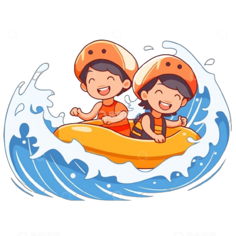 高清大图下载【趣麦麦图】夏天漂流卡通人物