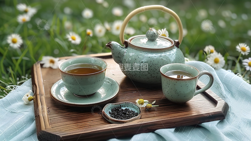高清大图下载【趣麦麦图】户外茶艺茶道品茶泡茶喝茶茶具