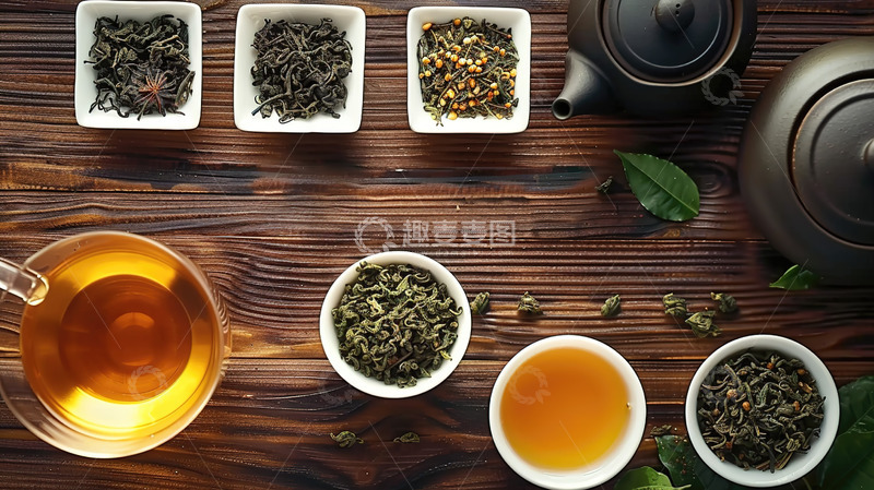 高清大图下载【趣麦麦图】花茶茶叶茶具茶杯茶壶茶水泡茶