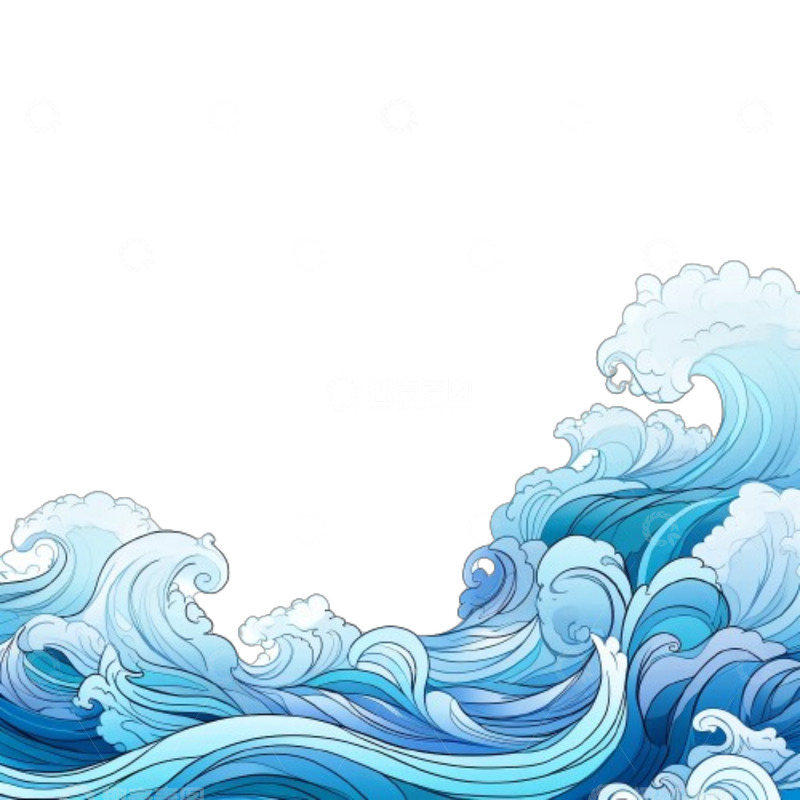 高清大图下载【趣麦麦图】卡通蓝色浪花