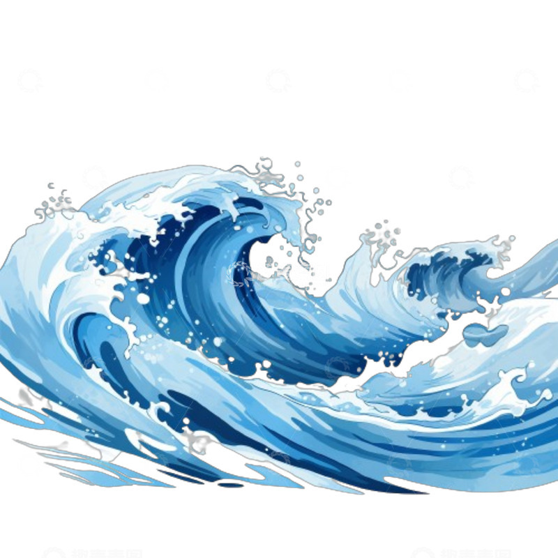 高清大图下载【趣麦麦图】蓝色浪花卡通
