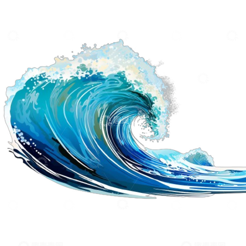 高清大图下载【趣麦麦图】卡通蓝色海浪