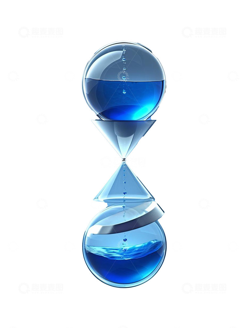 高清大图下载【趣麦麦图】蓝色水晶玻璃沙漏倒计时